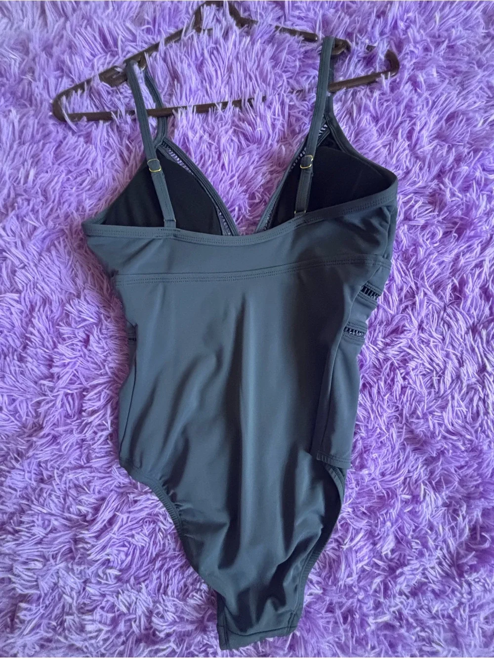 Kona Sol Black One-Piece Swimsuit with Cutout Trim